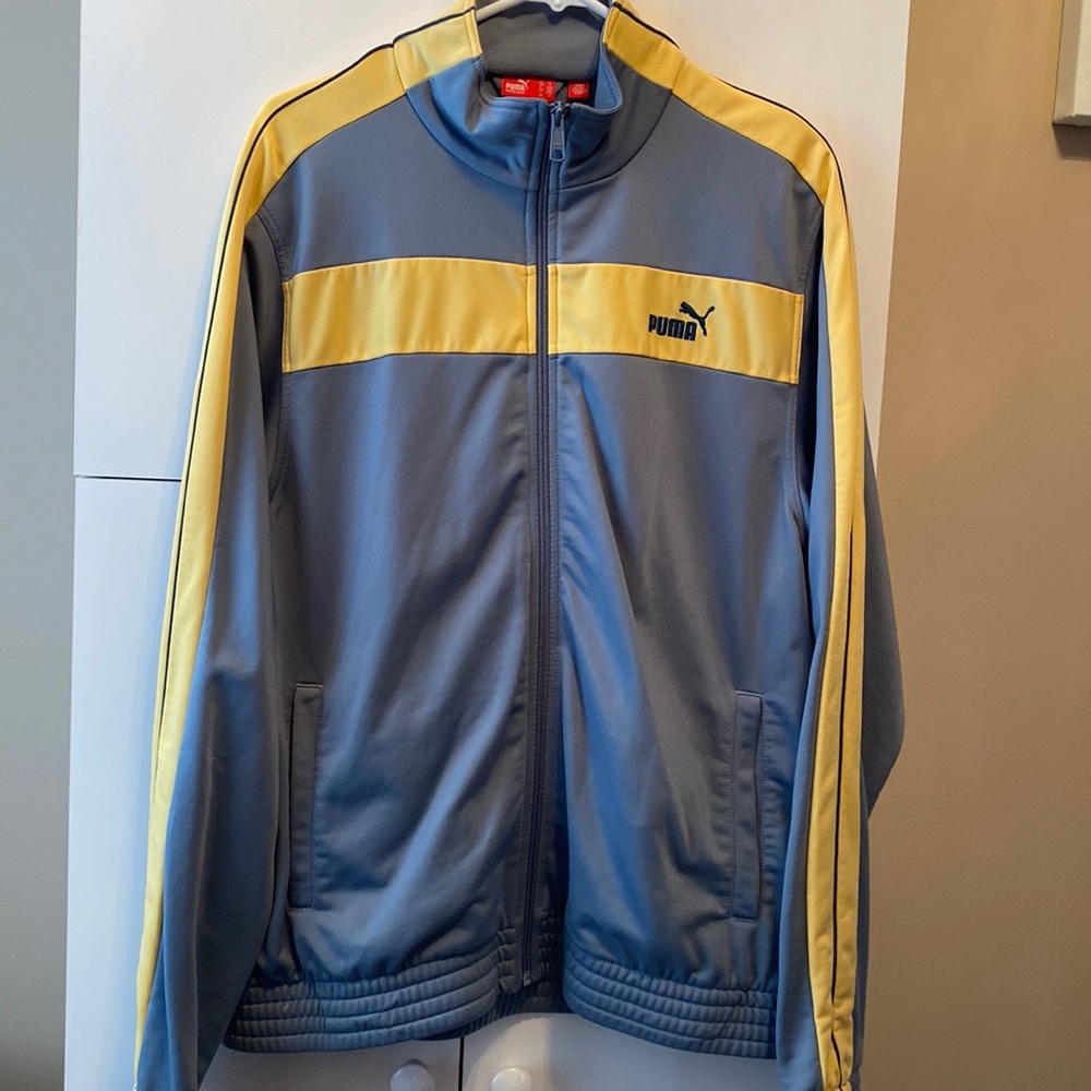 Men’s PUMA Medium Full Zip Track Jacket Light Blue Yellow